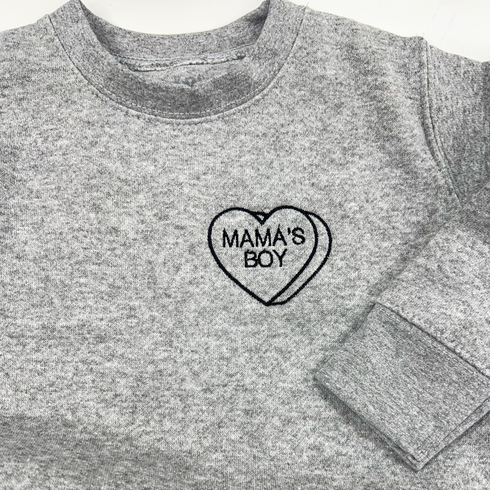 Valentines Day Embroidered Heart - Adult/Kids Sweatshirt