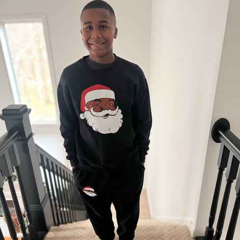 Jolly Santa Pocket Print Fleece Joggers- Youth and Adult