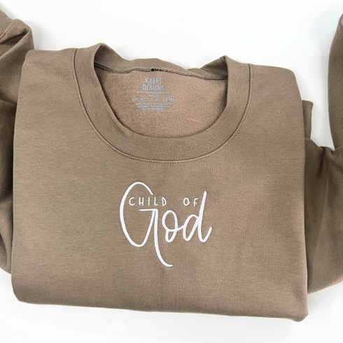 embroidered sweatshirt, religious child of god thread