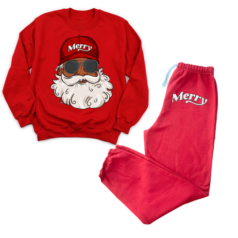 Holiday Family Matching DJ Santa Lounge Set - Sweatshirt and Pants