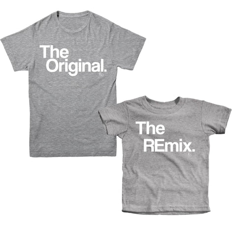 Mother + Daughter - Heather Grey Adult Tee & Kids Shirt - Set - The Original The Remix®
